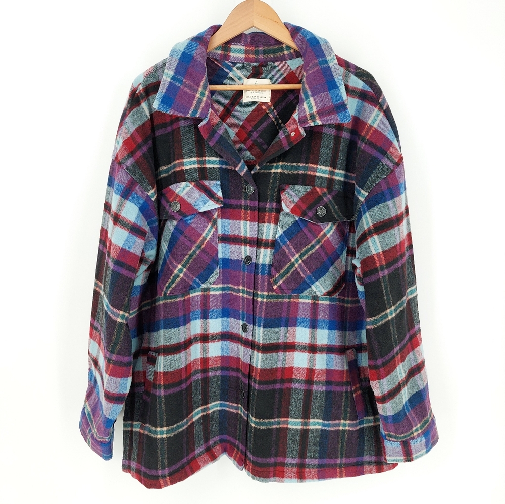 Jade & Ivory By 26 International Plaid Shirt Jacket, Sz 3X